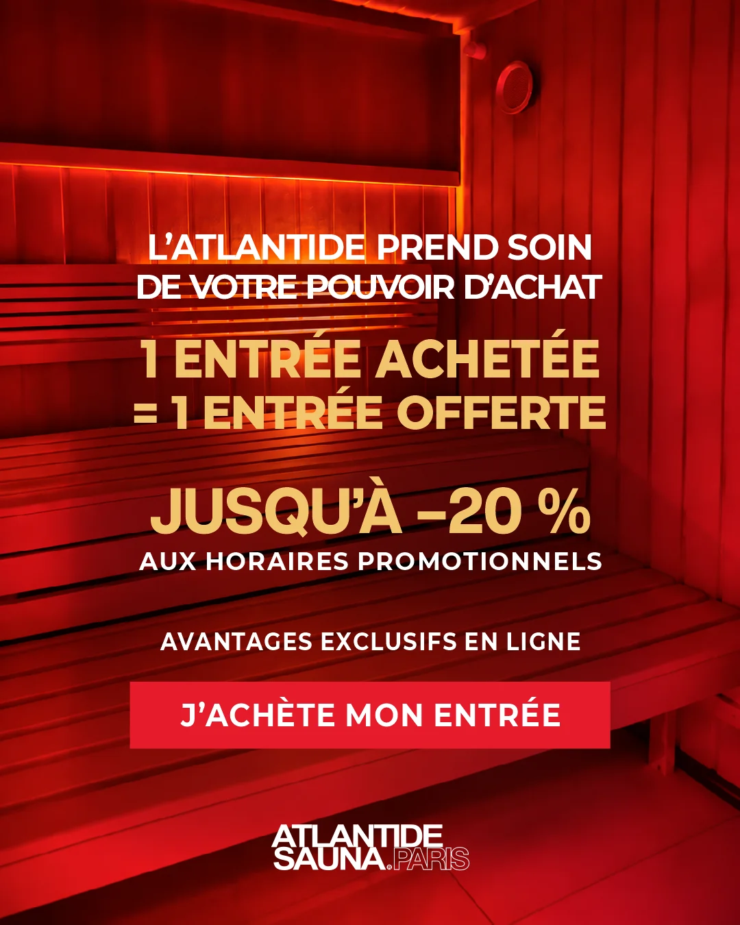 Atlantide prend soin de votre pouvoir d’achat : 1 entrée achetée, 1 entrée offerte et jusqu’à 20 % de réduction.