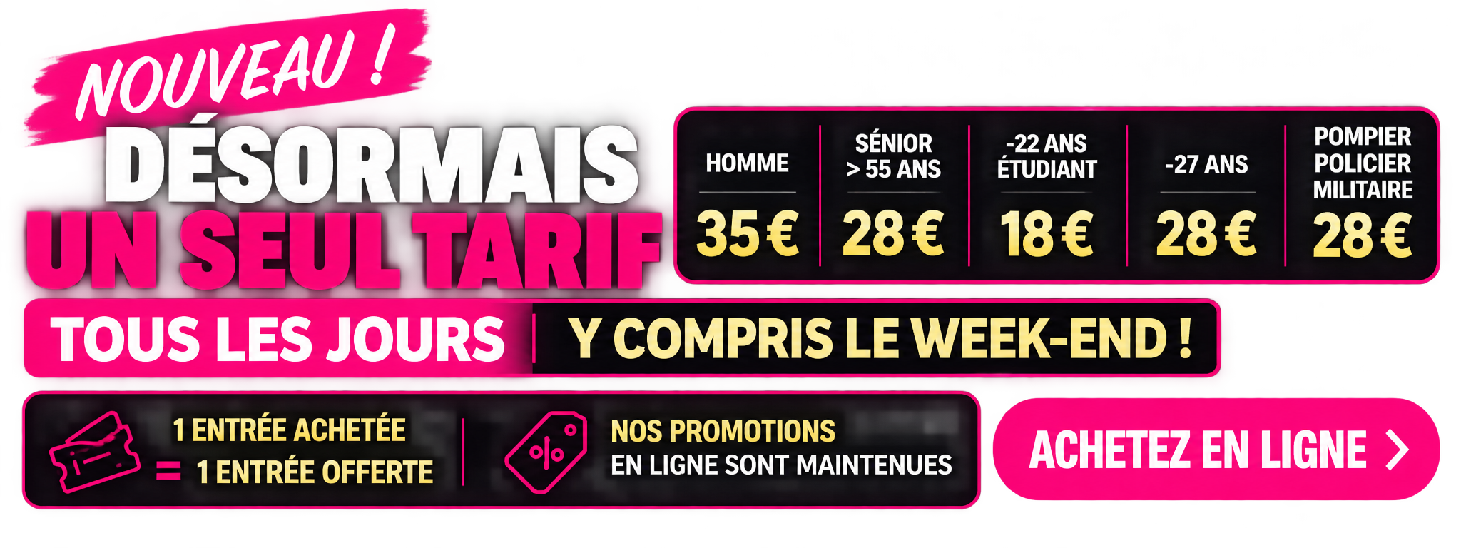Nouveau tarif unique en ligne